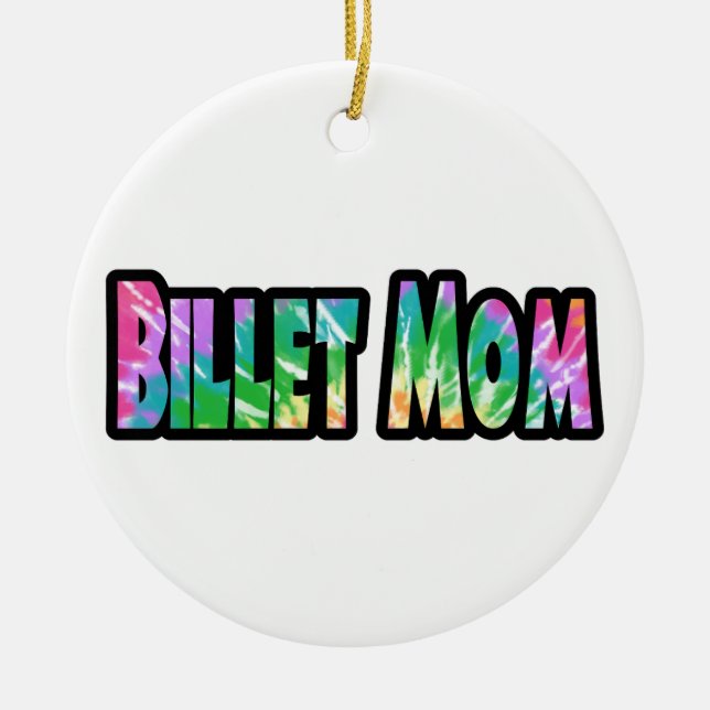 Hockey Billet Mum Tie Dye Ceramic Tree Decoration (Front)