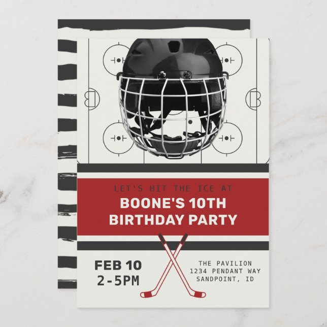 Hockey Birthday Invitation | Hockey Invitations (Front/Back)