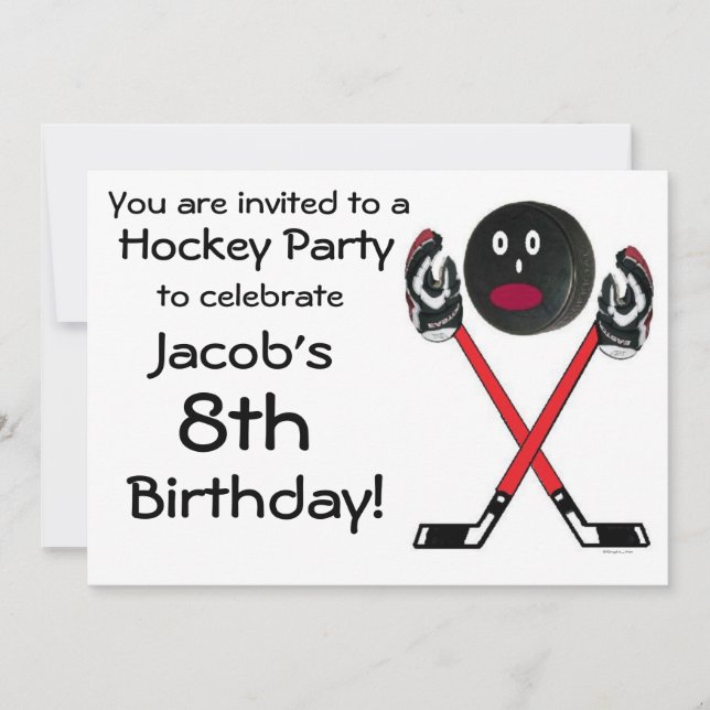 Hockey Birthday Party Invitation (Front)