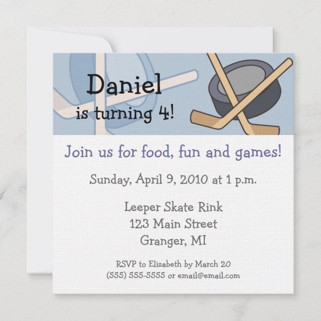 Hockey Birthday Party Invitations 5.25x5.25 in (Front)