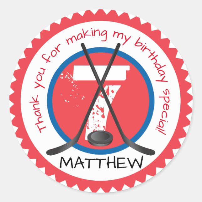 Hockey Birthday Sticker (Front)