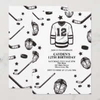 Hockey black and White 12th Birthday