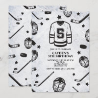 Hockey black and White 5th Birthday