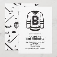 Hockey black and White 8th Birthday