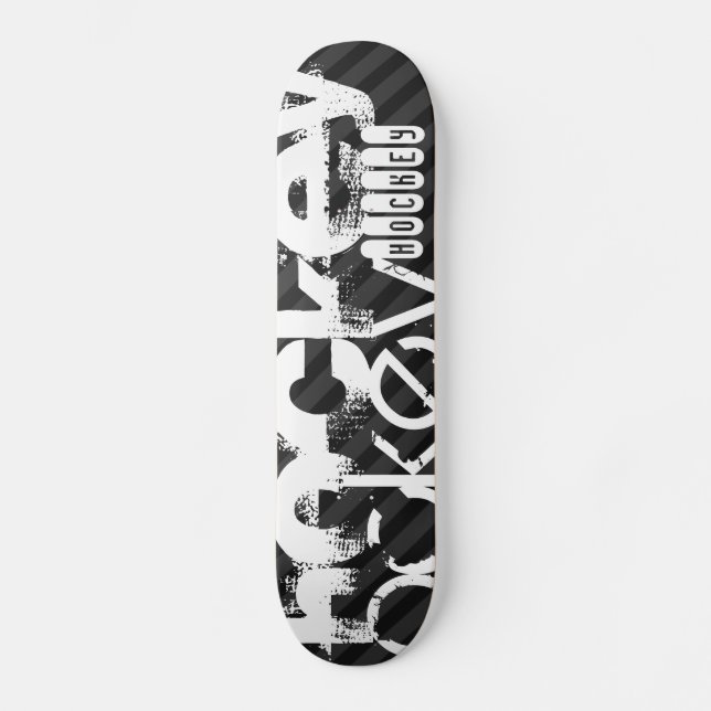 Hockey; Black & Dark Grey Stripes Skateboard (Front)