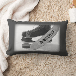 Hockey Black Skates Personalised Lumbar Cushion