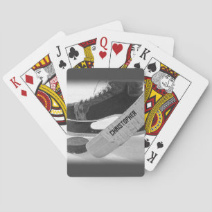 Hockey Black Skates Personalised Playing Cards