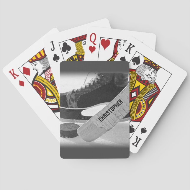 Hockey Black Skates Personalised Playing Cards (Back)