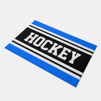 HOCKEY Bold Bright Blue Black White Racing Stripes