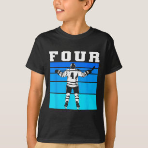 Hockey Boy 4th Birthday Four Ice Hockey Birthday P T-Shirt