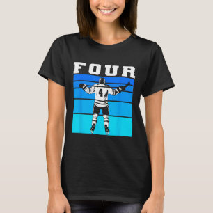 Hockey Boy 4th Birthday Four Ice Hockey Birthday P T-Shirt
