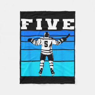 Hockey Boy 5th Birthday Five Ice Hockey Birthday P Fleece Blanket