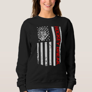 Hockey Break Usa Flag Ice Hockey Player Sweatshirt