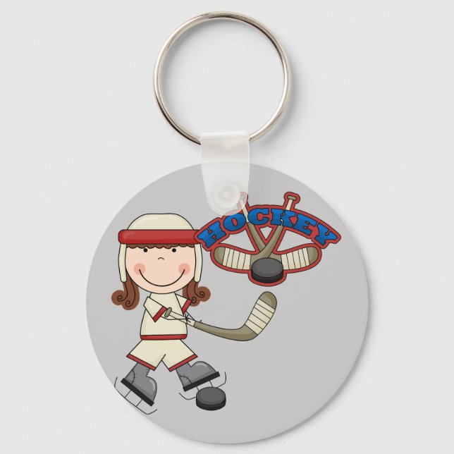 HOCKEY - Brunette Girl Tshirts and Gifts Key Ring (Front)