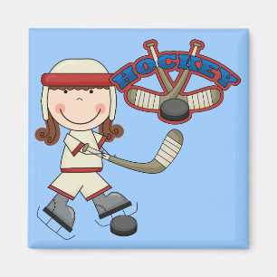 HOCKEY - Brunette Girl Tshirts and Gifts Magnet
