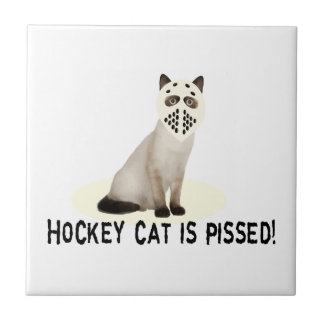 Hockey Cat Pissed Tile