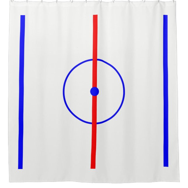 Hockey Centre Ice & Blue Lines Shower Curtain (Front)