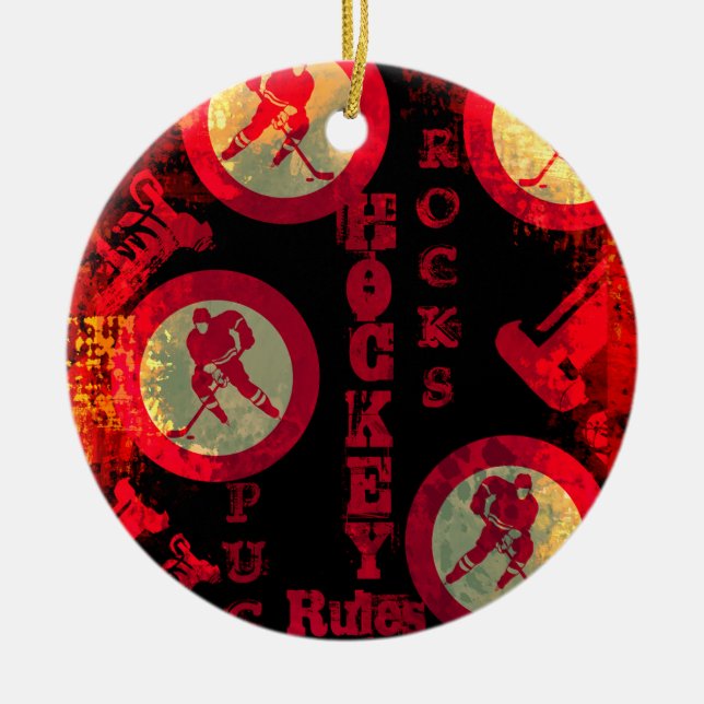 Hockey          ceramic tree decoration (Front)