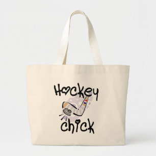 Hockey Chick T-shirts and Gifts Large Tote Bag