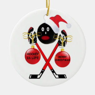 Hockey Christmas Ceramic Tree Decoration