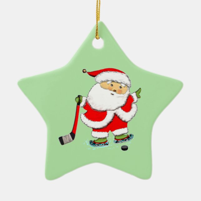 Hockey Christmas Ceramic Tree Decoration (Front)