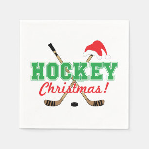 Hockey Christmas Hockey Sticks Santa Hat Napkin