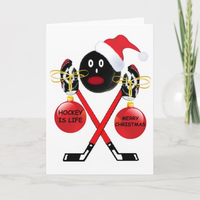 Hockey Christmas Holiday Card (Front)