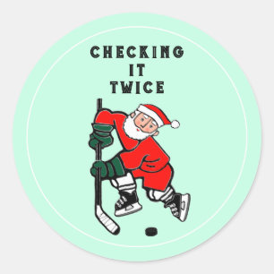 Hockey Christmas Holiday Gift Classic Round Sticke Sticker