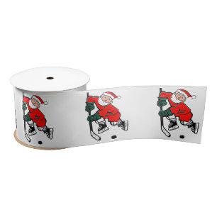 Hockey Christmas Holiday Gift Grosgrain Ribbon Satin Ribbon