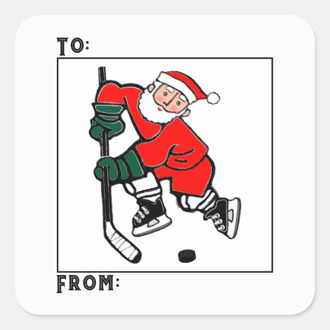 Hockey Christmas Holiday Gift Tags (Front)