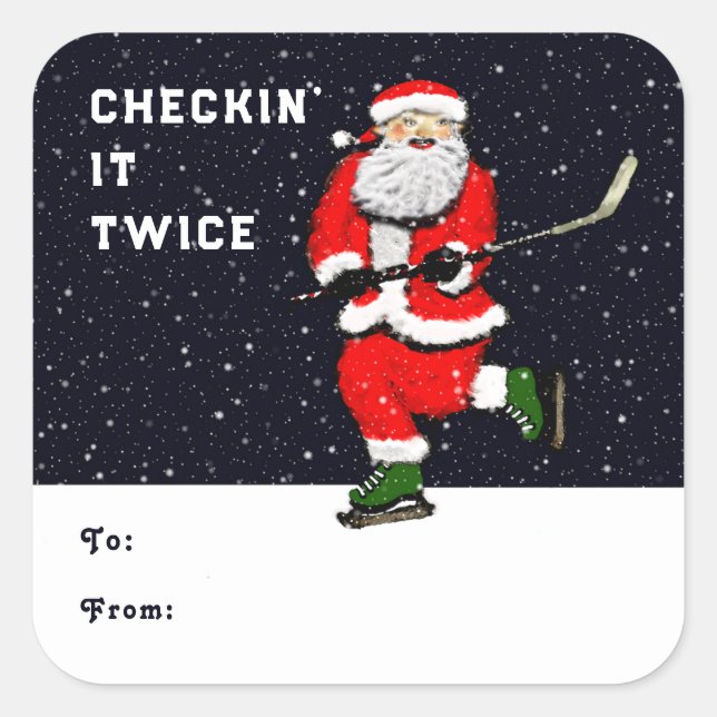 Hockey Christmas Holiday Gift Tags (Front)