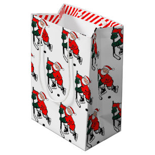 Hockey Christmas Holiday Medium Gift Bag