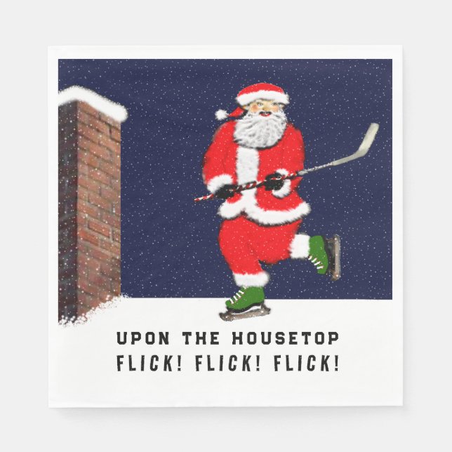Hockey Christmas Holiday Napkin (Front)