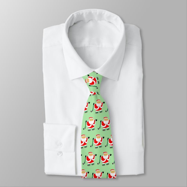 Hockey Christmas Holiday Neck Tie (Tied)