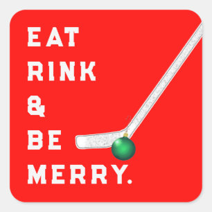 Hockey Christmas Holiday Square Sticker