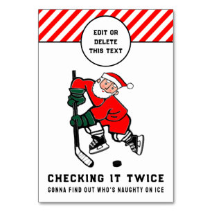 Hockey Christmas Holiday Table Number