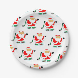 Hockey Christmas Party Paper Plate