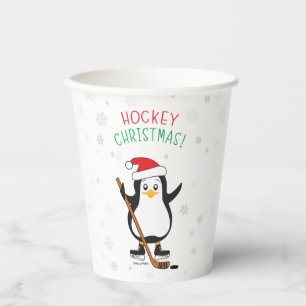 Hockey Christmas Penguin Paper Cups