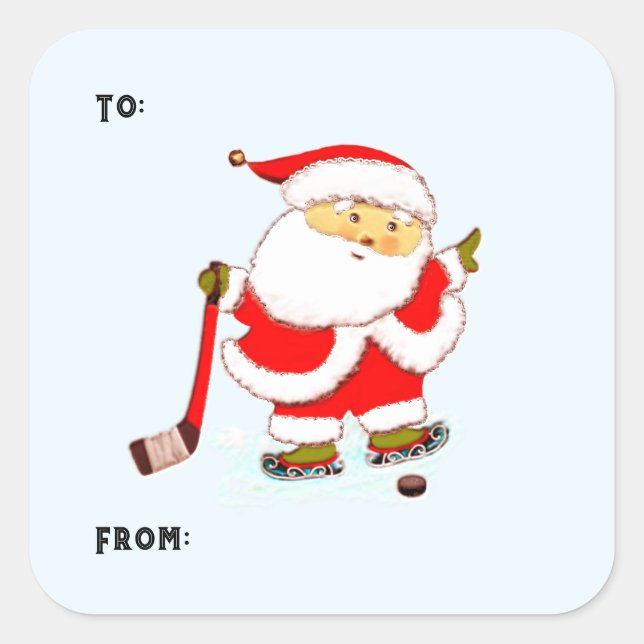 Hockey Christmas Square Sticker (Front)