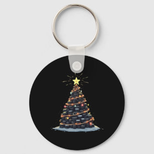 Hockey Christmas Tree Funny Sports Lover For Playe Key Ring