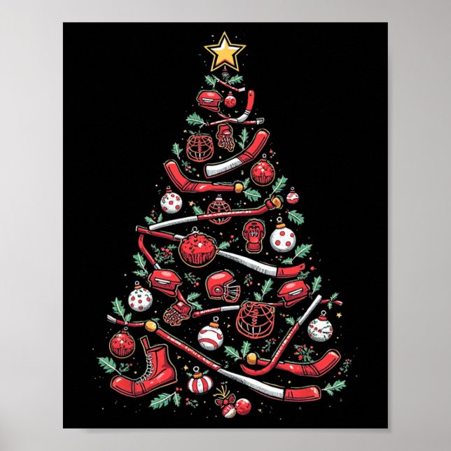 Hockey Christmas Tree  Poster (Front)