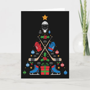 Hockey Christmas Tree Tee, Merry Ice Rink Apparel Card