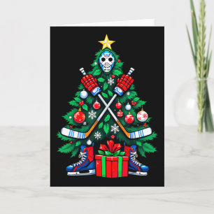 Hockey Christmas Tree Xmas New Year Hockey Player Card
