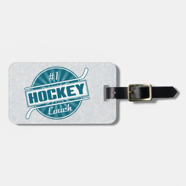 Hockey Coach Business Card Template Luggage Tag (Front Horizontal)