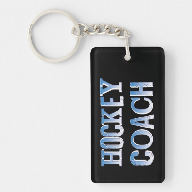Hockey Coach Rough Blue Text Key Ring (Front)
