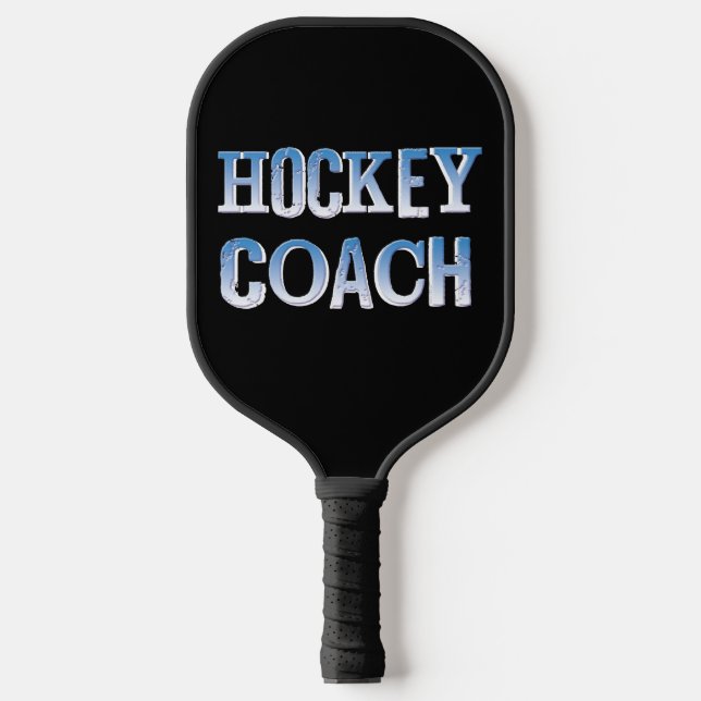 Hockey Coach Rough Blue Text Pickleball Paddle (Front)