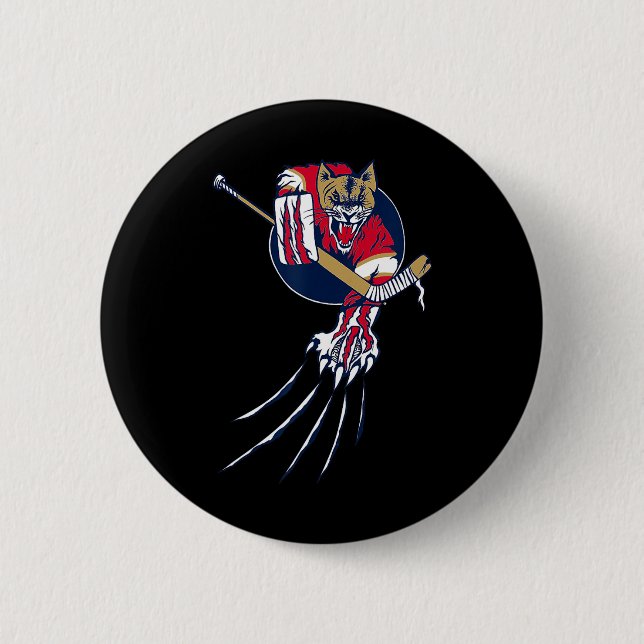 Hockey Cougar Lion Cat Ice Jungle Beast Goalie Log 6 Cm Round Badge (Front)