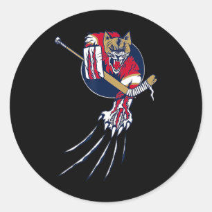 Hockey Cougar Lion Cat Ice Jungle Beast Goalie Log Classic Round Sticker