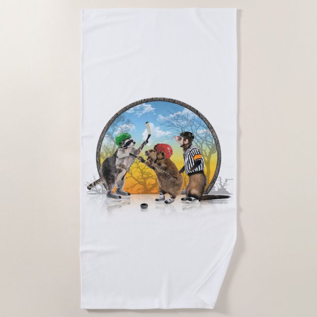 Hockey Critter Classic Beach Towel (Front)