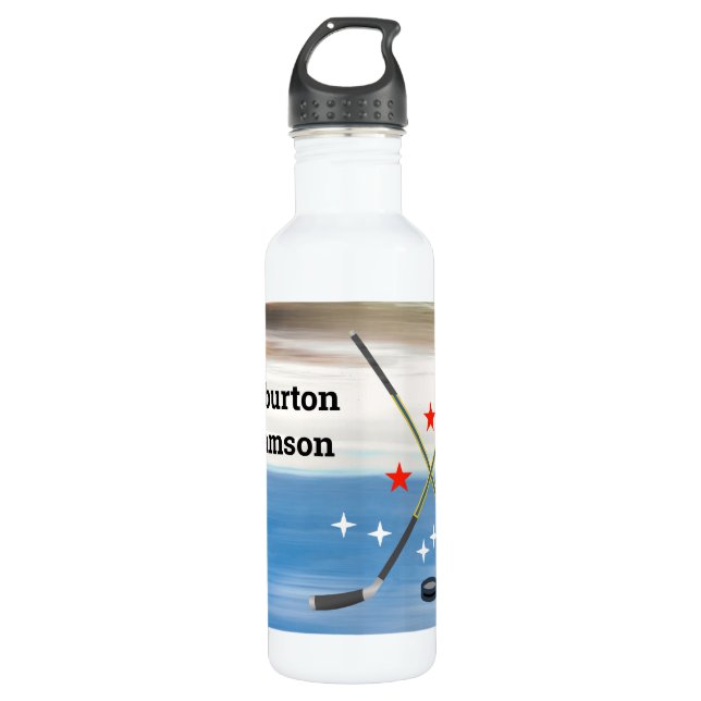 Hockey - Crossed Sticks and Puck 710 Ml Water Bottle (Front)